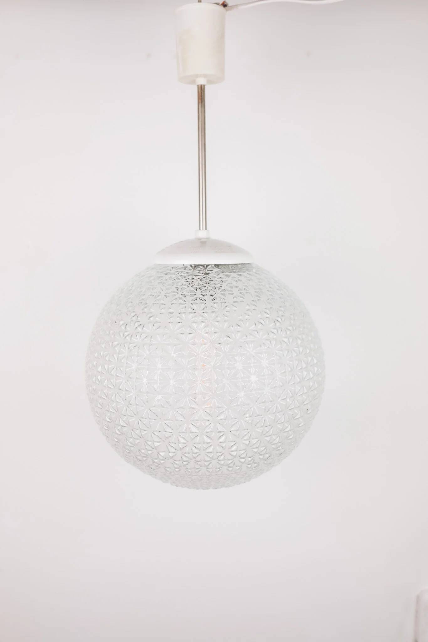 Vintage Mid Century Modern round glass pendant light
