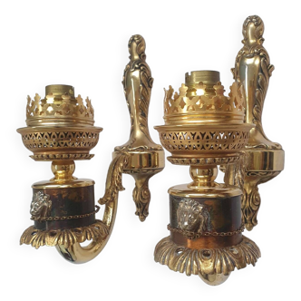 Pair of old Empire style bronze wall lights