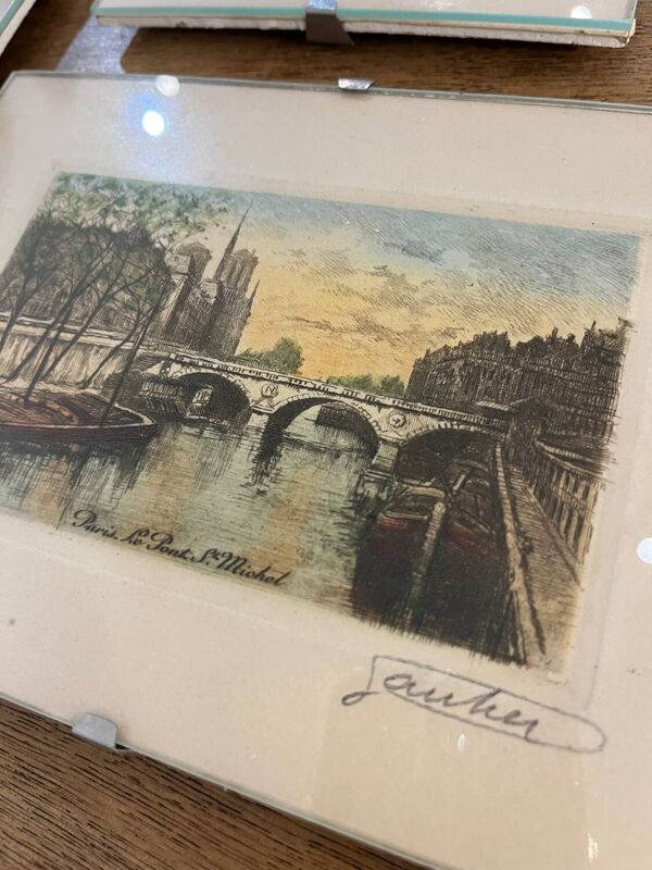 Set 3 gravures Paris début 20eme signées Gautier