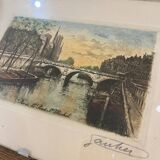 Set of 3 engravings from Paris, early 20th century, signed Gautier