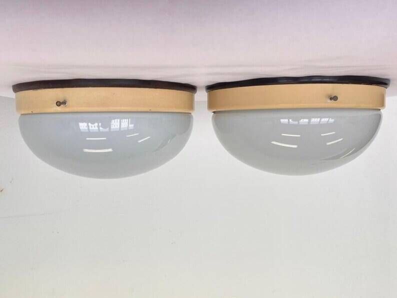 Pair of Bakelite Bauhaus ceiling lights or Flush Mounts, wall lamps - 1940s