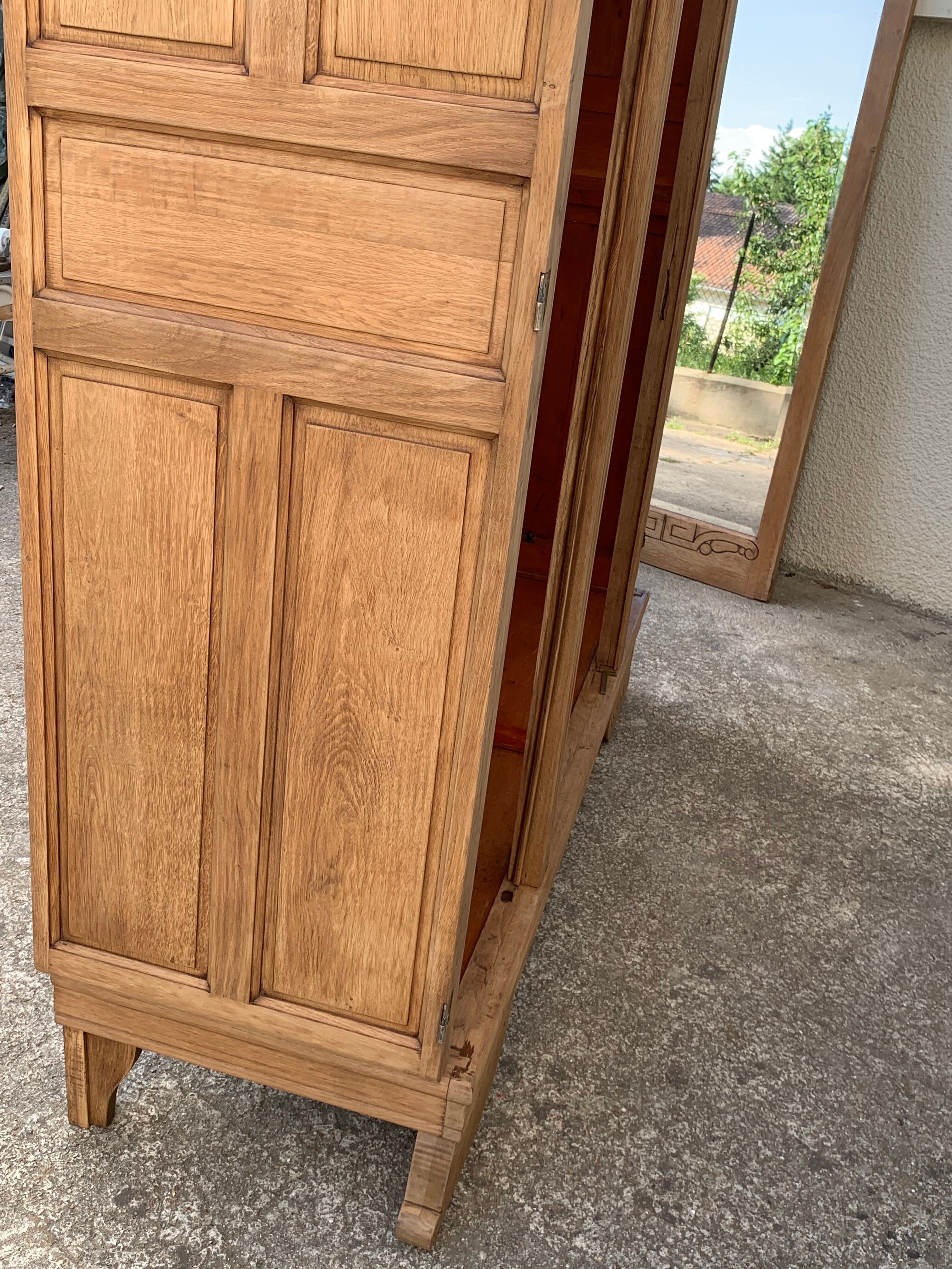 Armoire parisienne art déco chêne massif brut