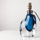 Orrefors Swedish Modern Blue Cased Glass Table Lamp Numbered 1950s