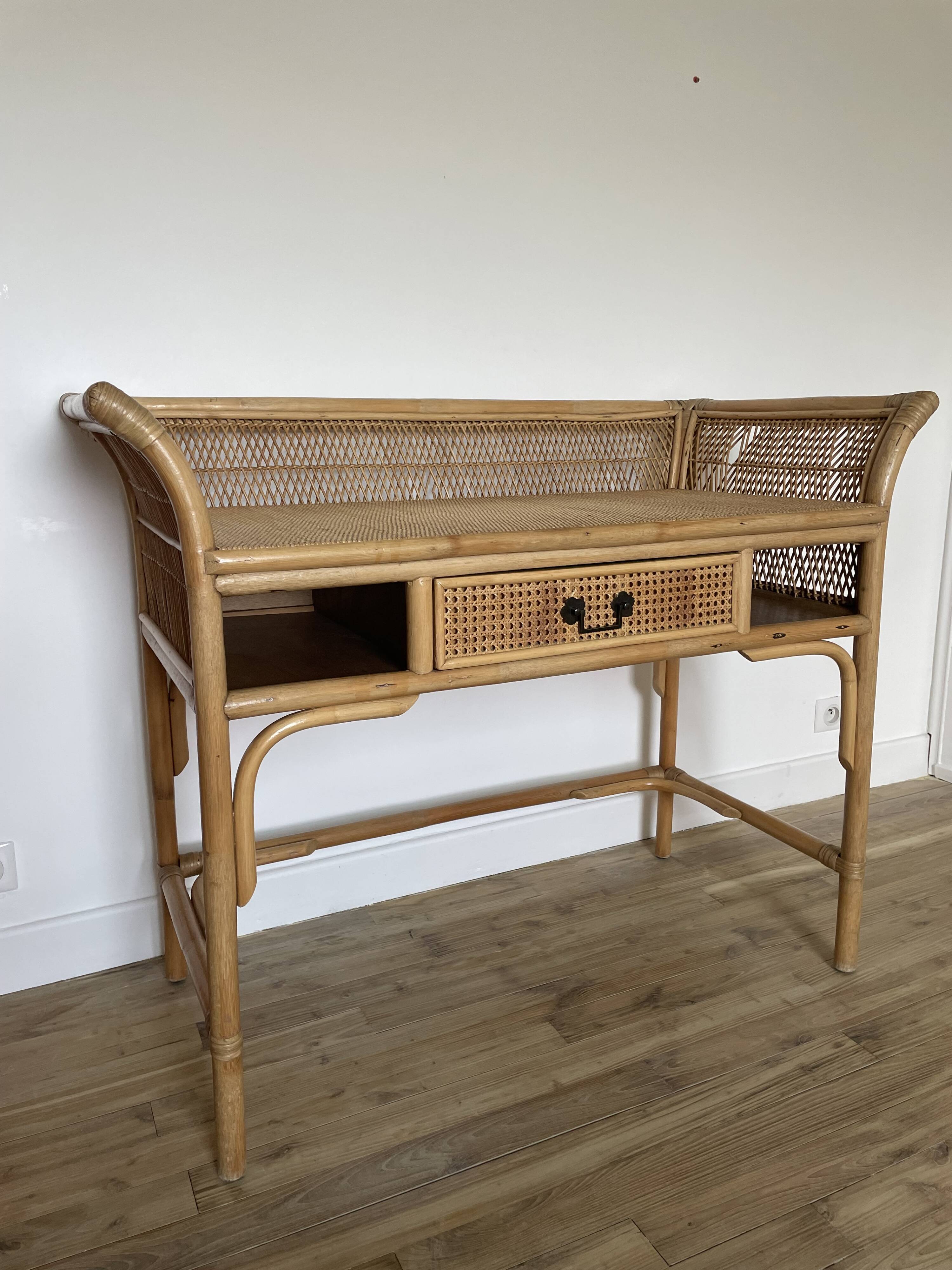 Bamboo and rattan desk