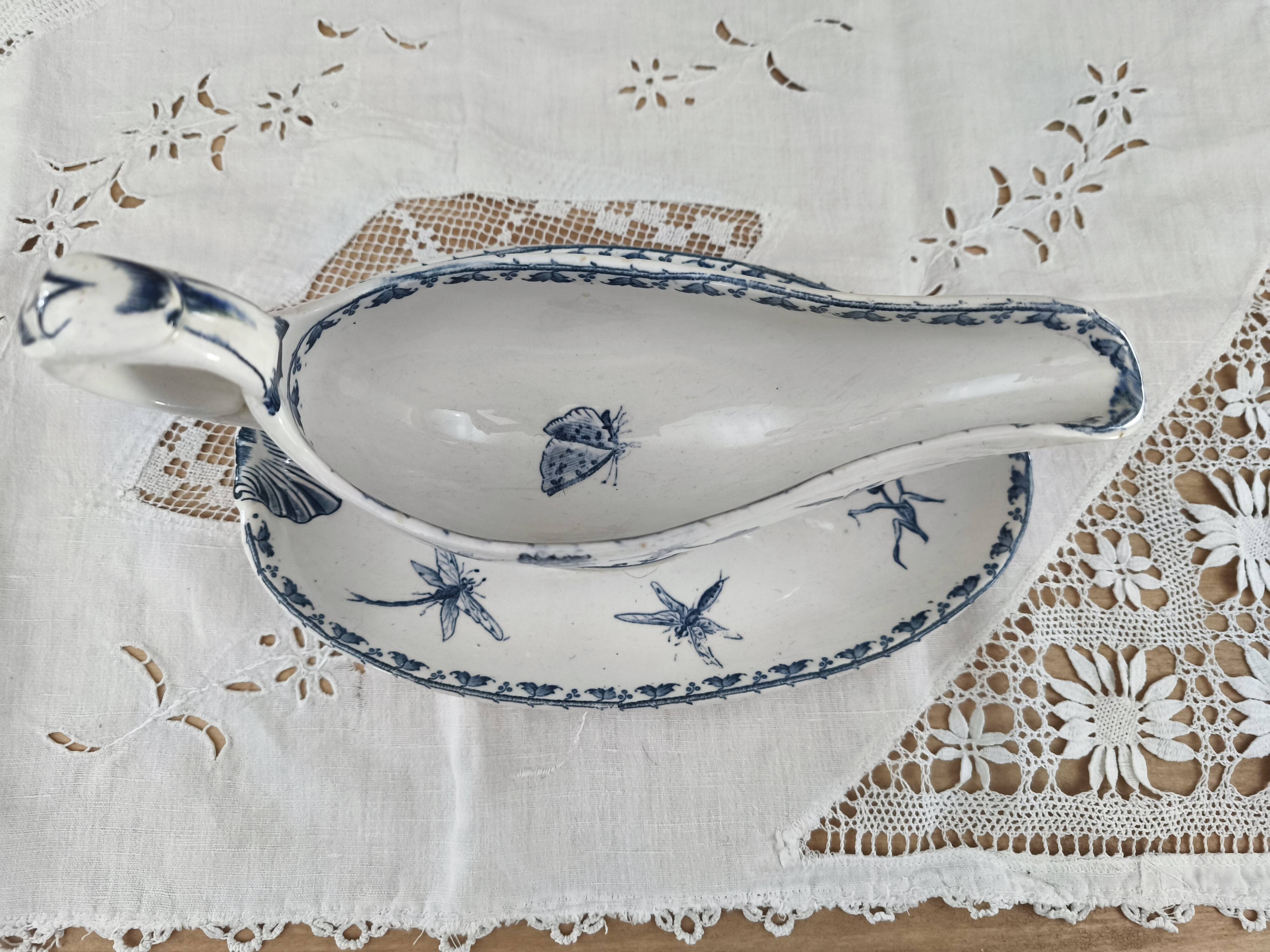 Sarreguemines Iron Earth Sauceboat on Frame, Carmen Model