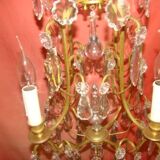Bronze and crystal chandelier with 4 arms from the early 20th century