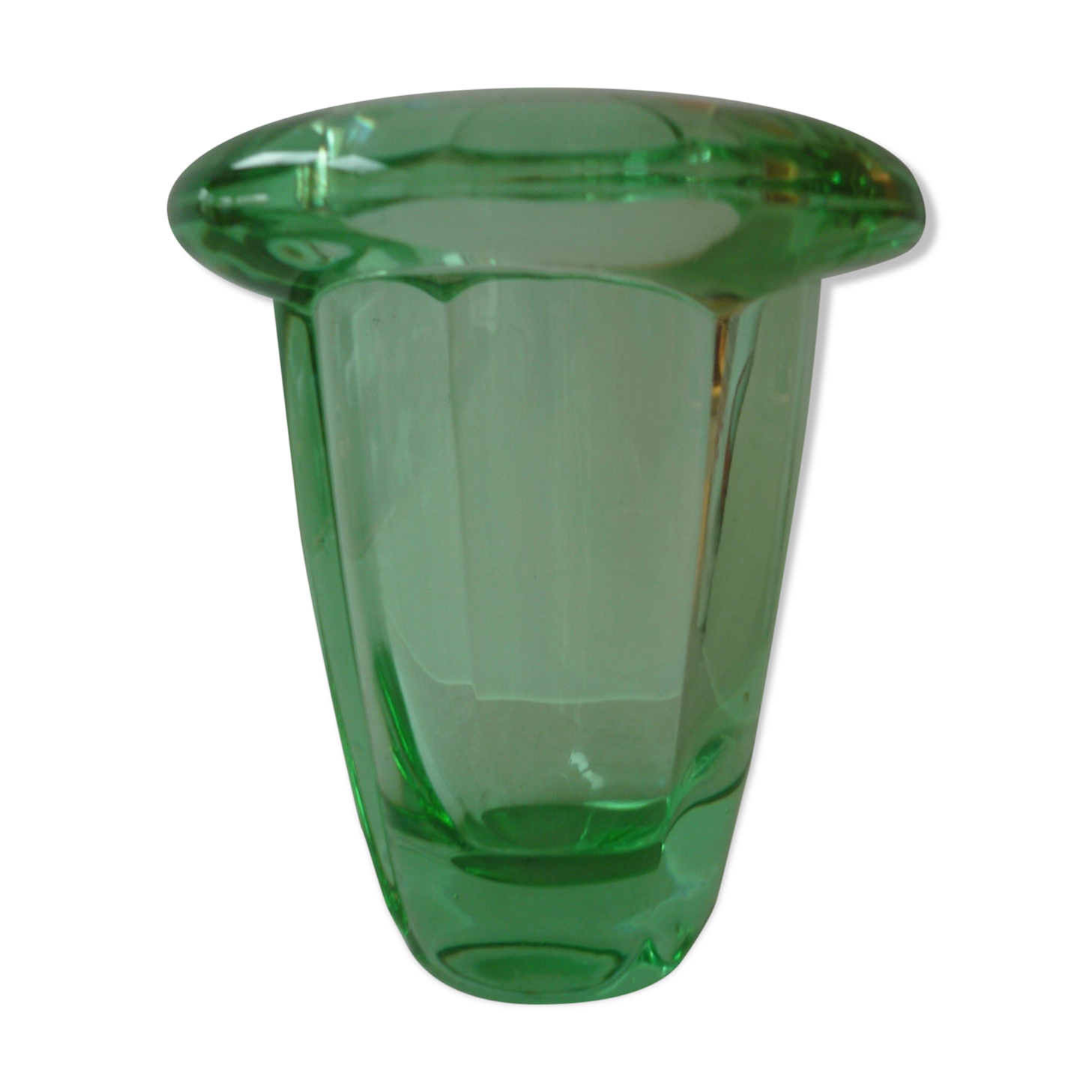 Green crystal vase from the 50s
