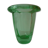 Vase en cristal vert des années 50