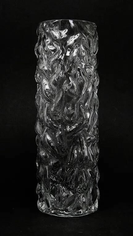 Pieniek vase, grey glass, Huta Hortensja, Poland, 1970s