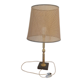 Lampe de table a poser ou pour chevet vintage années 60-70 base marbre noir (un morceau recollé) pied