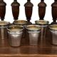 Silver-plated metal caviar service and 12 silver Minerva goblets, circa 1900