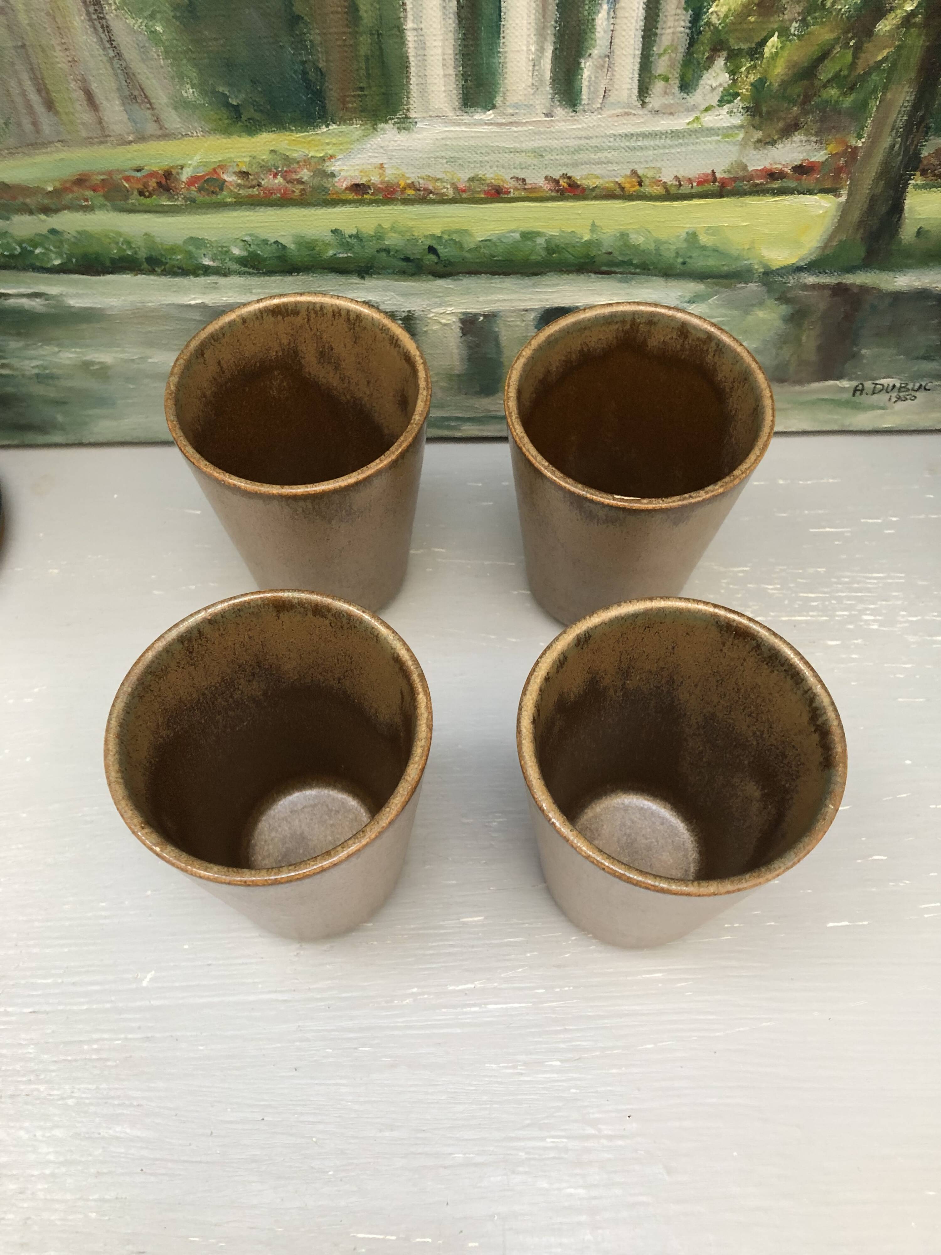 4 Mazagrans in stoneware made in France