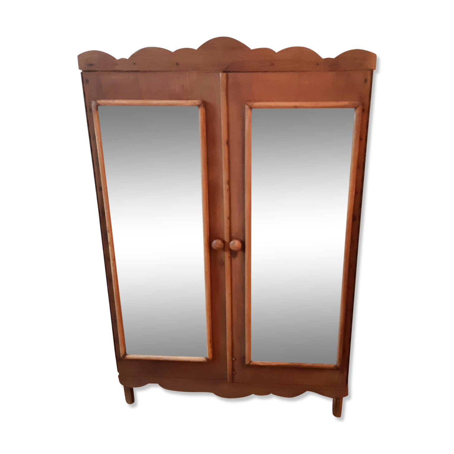 Handcrafted wooden doll cabinet, vintage French 50s