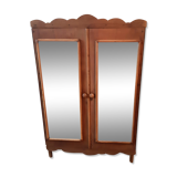 Handcrafted wooden doll cabinet, vintage French 50s