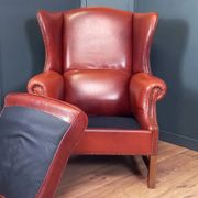 Large English sheepskin wingback armchair - Wingback chair - Arm chair