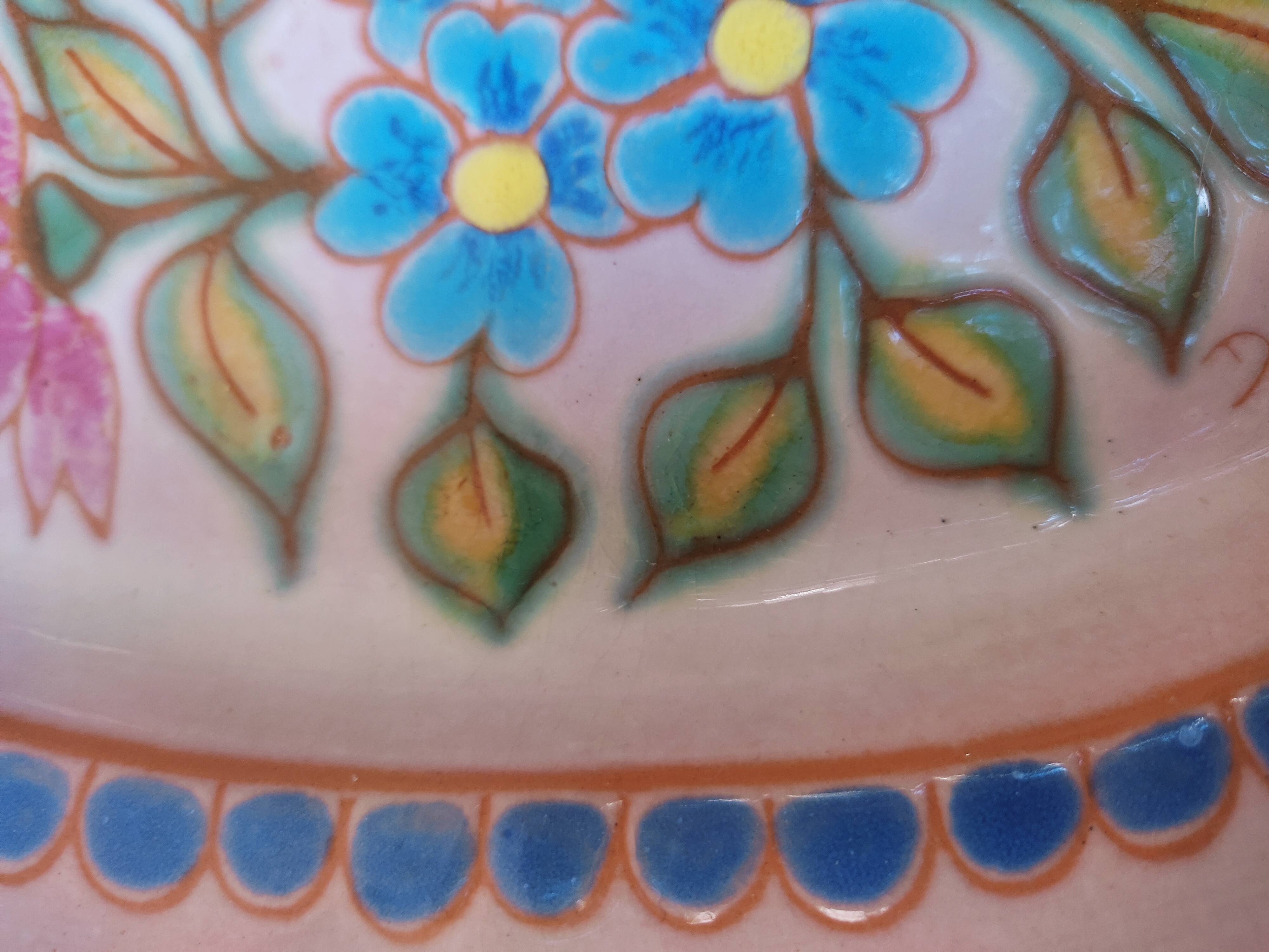 Oval ceramic dish Signed