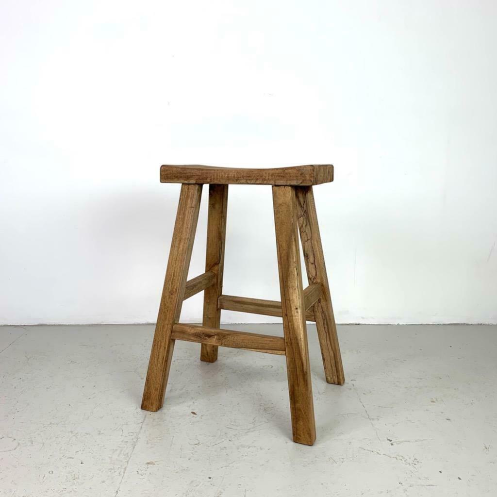 Rustic wooden vintage bar tabouret