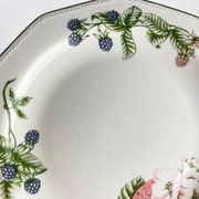 Set of 8 flat plates by Churchill, "Victorian Orchard" model, Staffordshire, England.