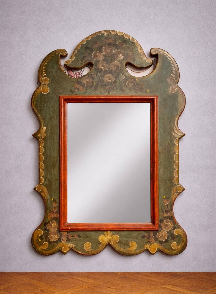 Louis XV Baroque style decorative painted mirror / 20th century