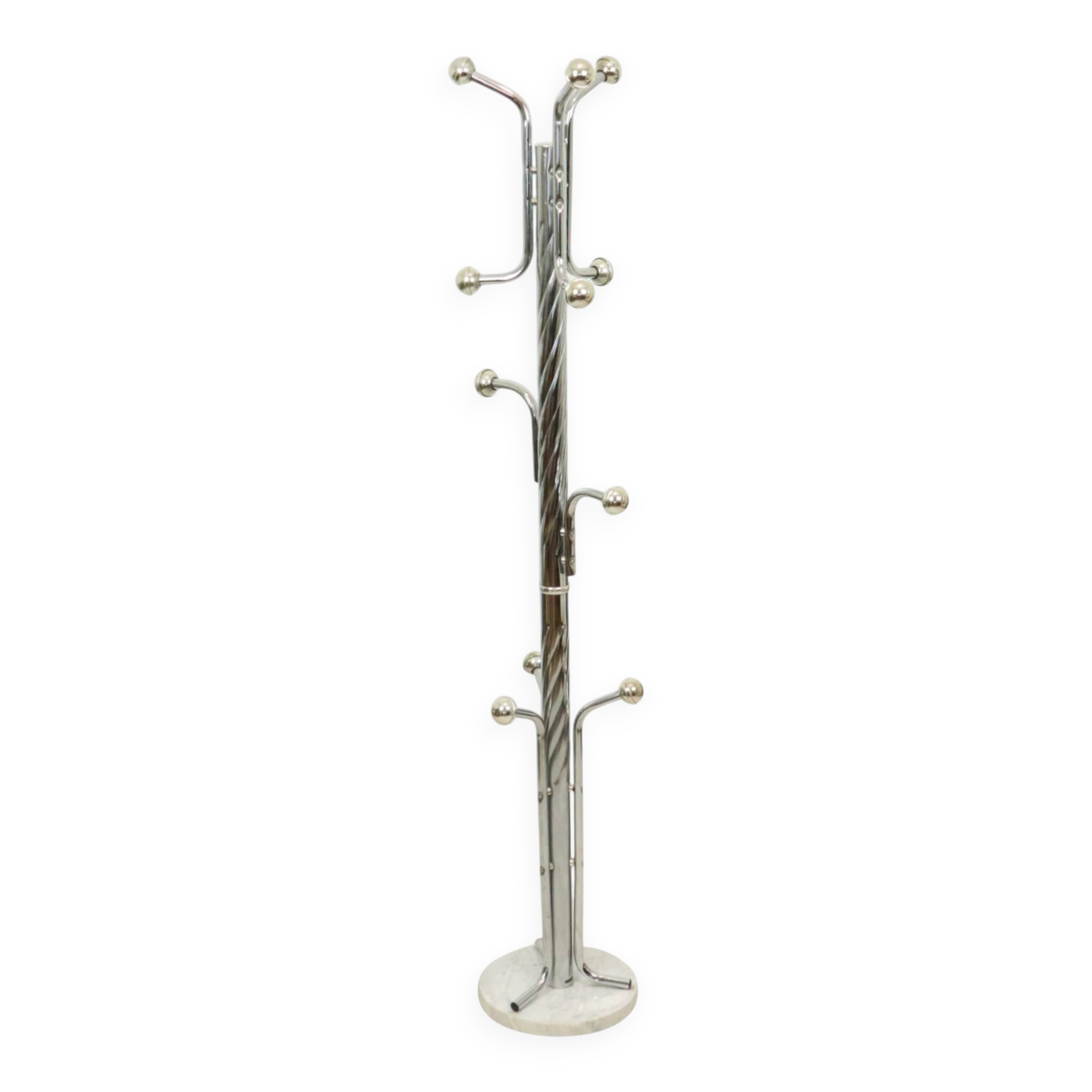 Vintage Standing Coat Rack Chrome Marble Space Age 166cm