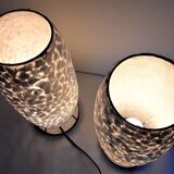 Paire de lampes de table- coquilles "argent" / blanc perle