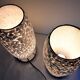Paire de lampes de table- coquilles "argent" / blanc perle