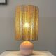 Pink Ceramic Ball Lamp - Hemp Shade - Vintage - 1980s