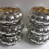 Set of 6 Mercurized Silver Glass Tealight Holders