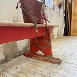 1950s oak bench with red patina, 2m