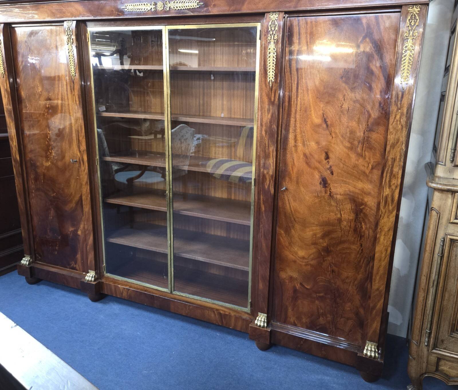 Large Empire style mahogany bookcase from the 20th century