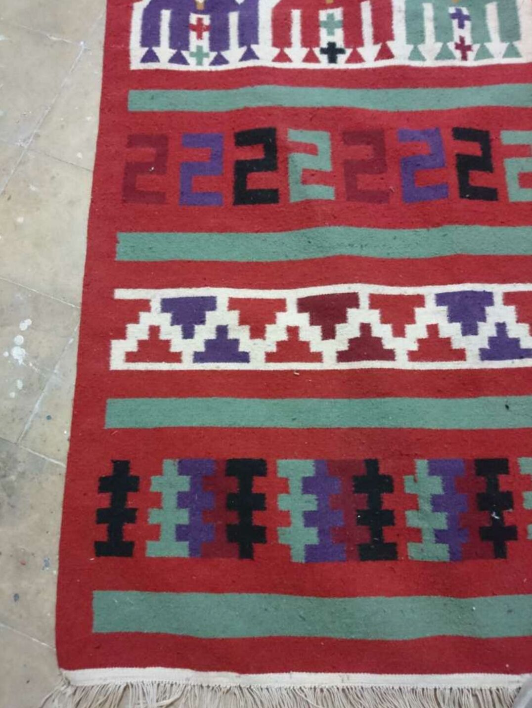 Berber carpet multicoloured wool 188 x 104 cm