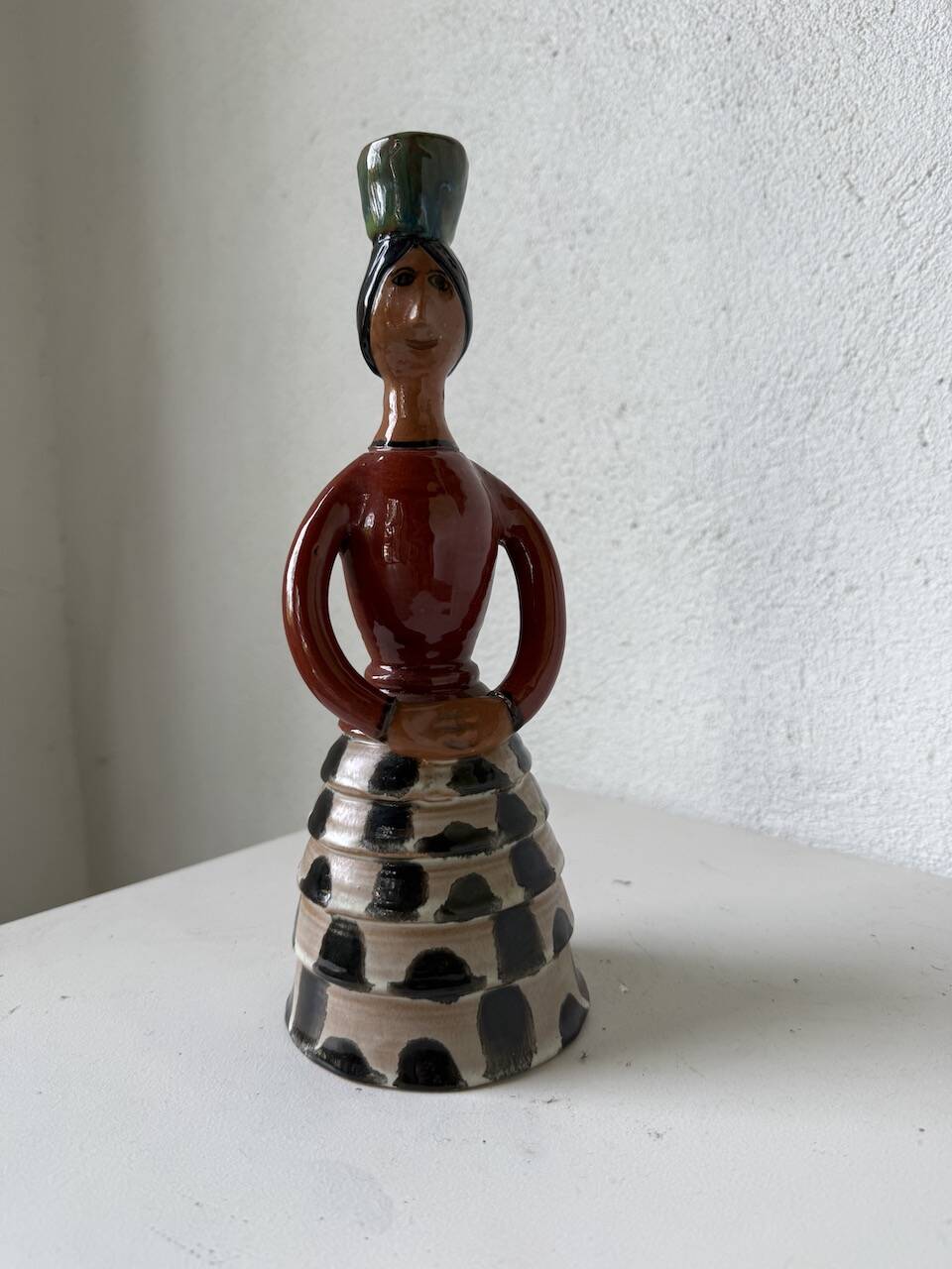 Ceramic candle holder for women, 1920/1930, Soufflenheim