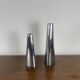 Duo of silver aluminum candle holders, Ikea 1980