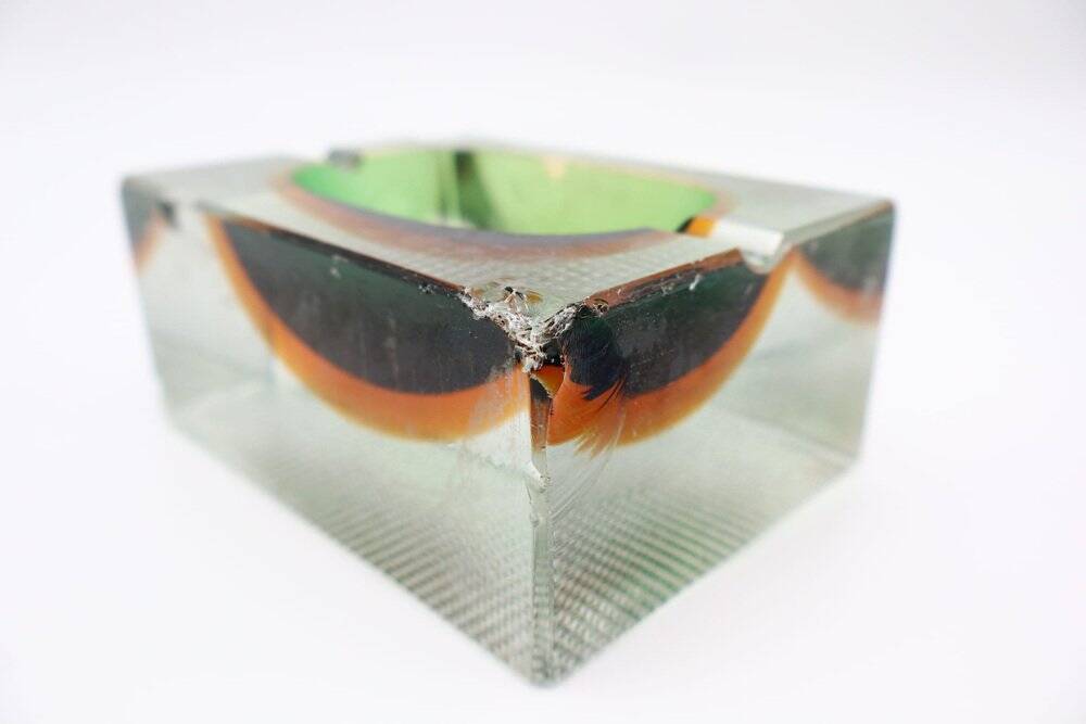 Sommerso Murano Glass Ashtray by Flavio Poli for Seguso, Italy, 1960s