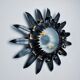 Sun wall lamp by ferro arte XL, metal and silver leaf, Spain, 1960