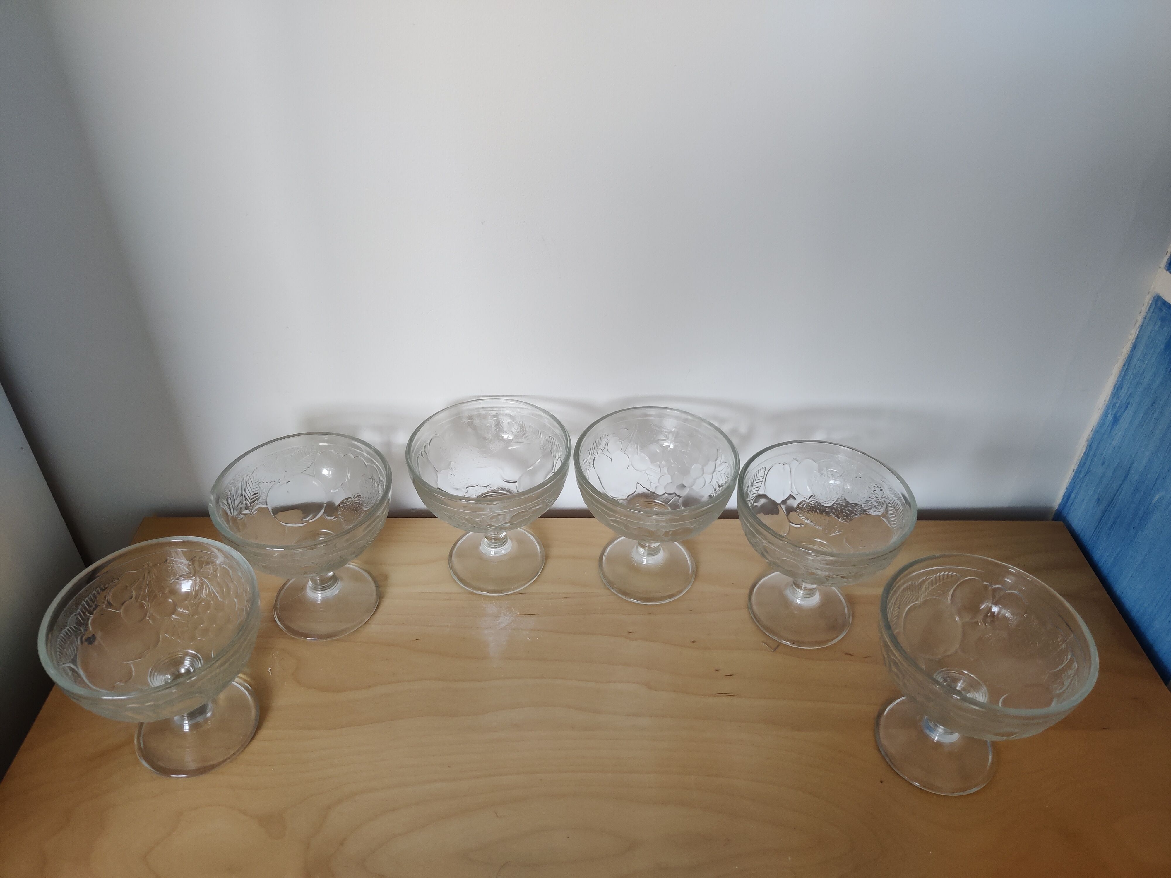 set of 6 thick glass ice cups decor vintage fruits