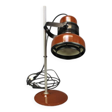 1970s Hungarian table lamp, "Space Age" style, in brown enamel.