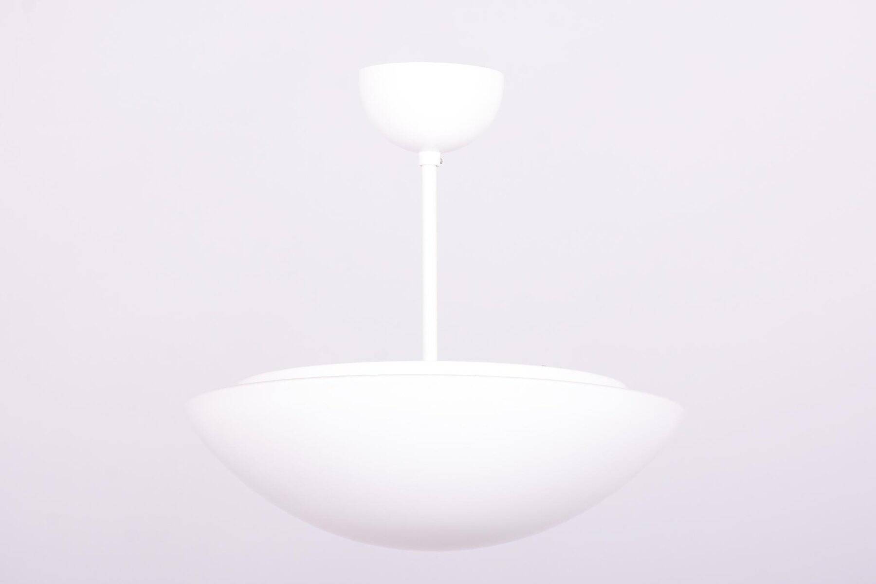 Mid-Century Chandelier in Lacquered Metal and Opal Glass, Czech, 1960s