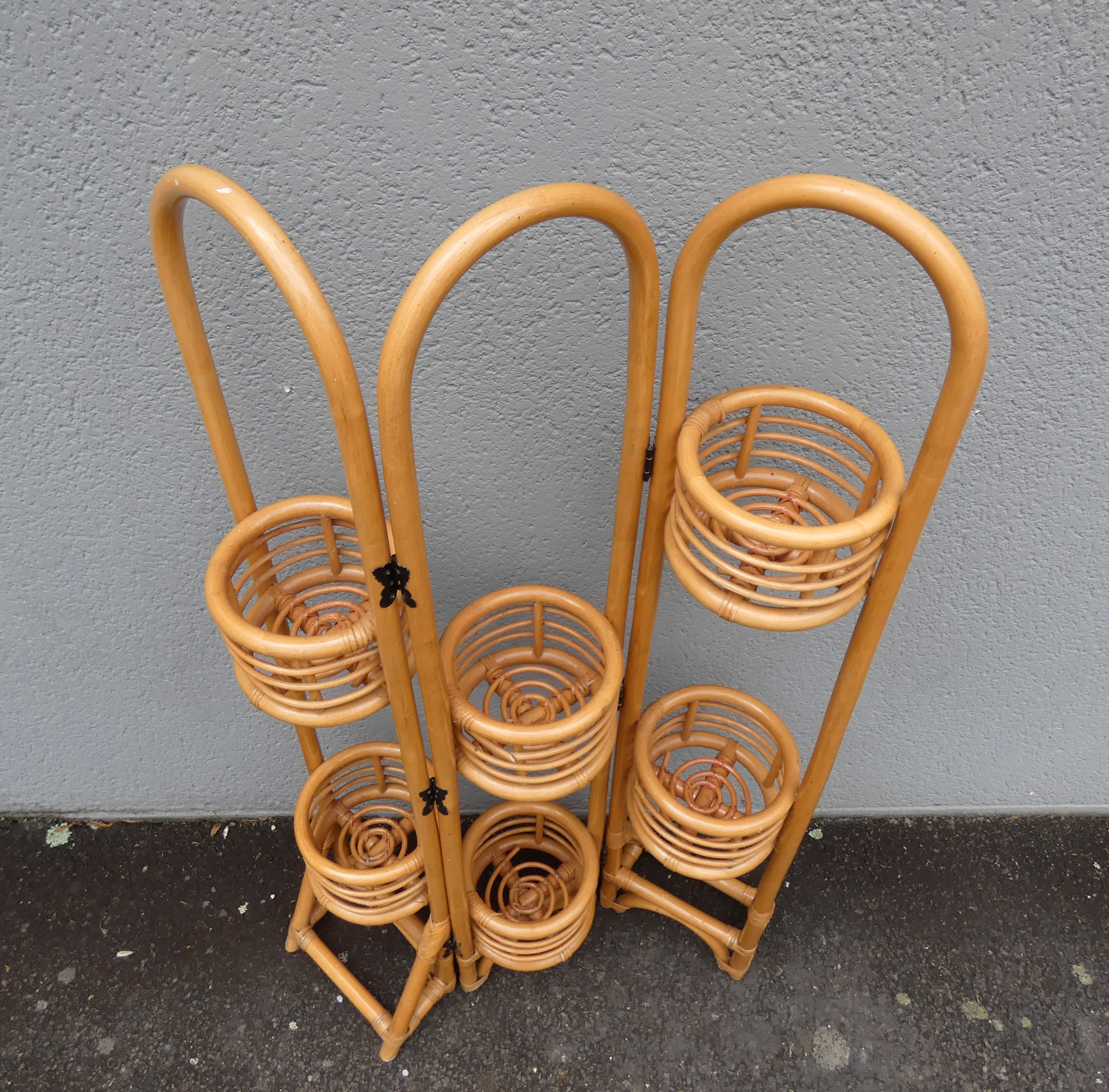 old vintage rattan plant screen