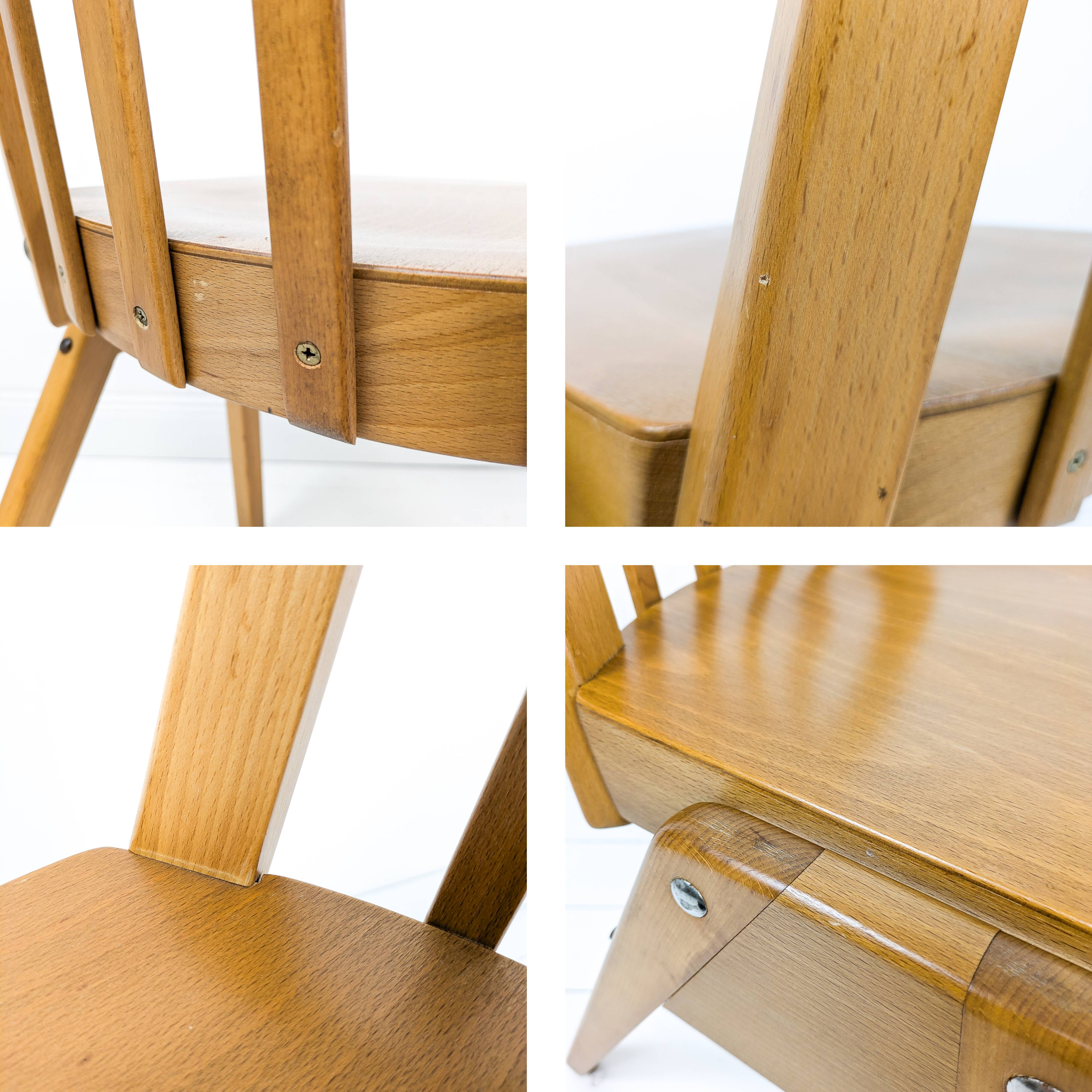 Set of 4 Danish Design Mid Century Wooden Stacking Chairs Streben Vintage Skandi Wooden Chair