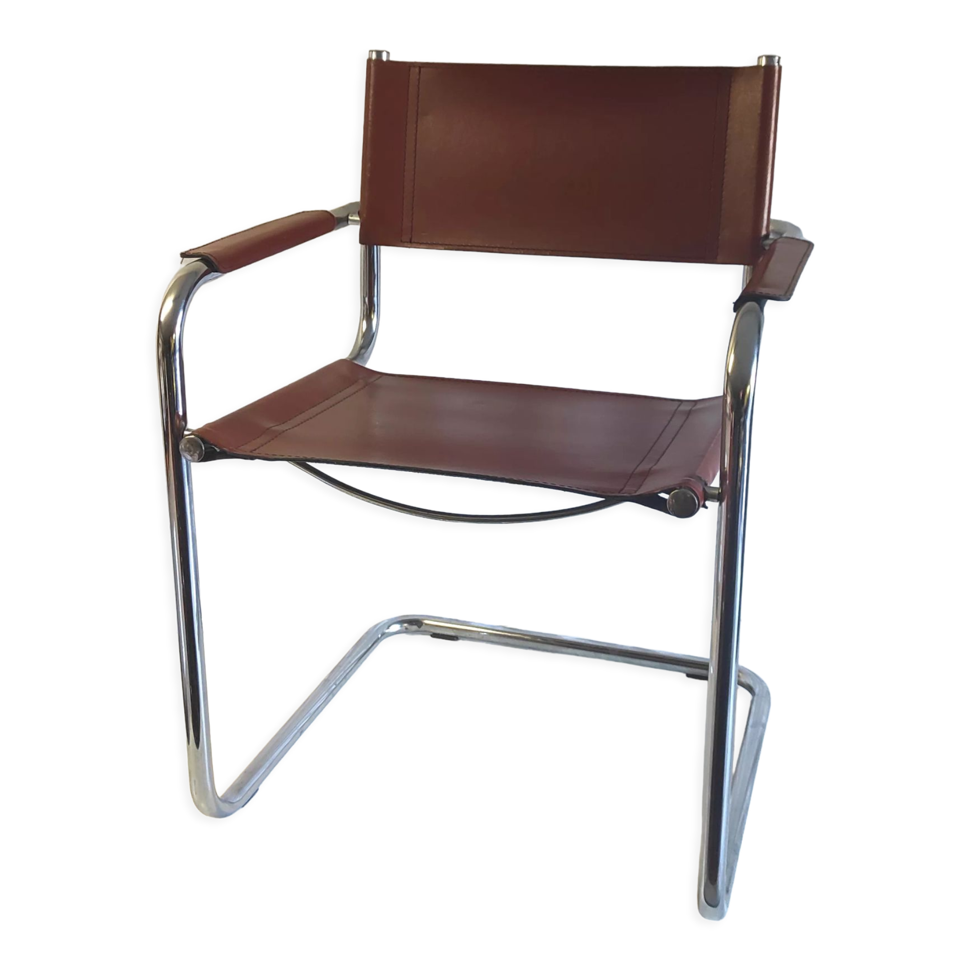 Cantilever armchair in imitation leather – 80s/90s