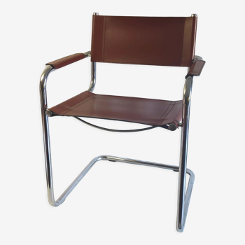 Cantilever armchair in imitation leather – 80s/90s