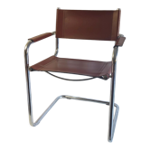 Cantilever armchair in imitation leather – 80s/90s