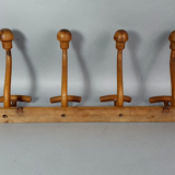 Old beech wood coat rack curved circa 1930-1950 4 hooks SB