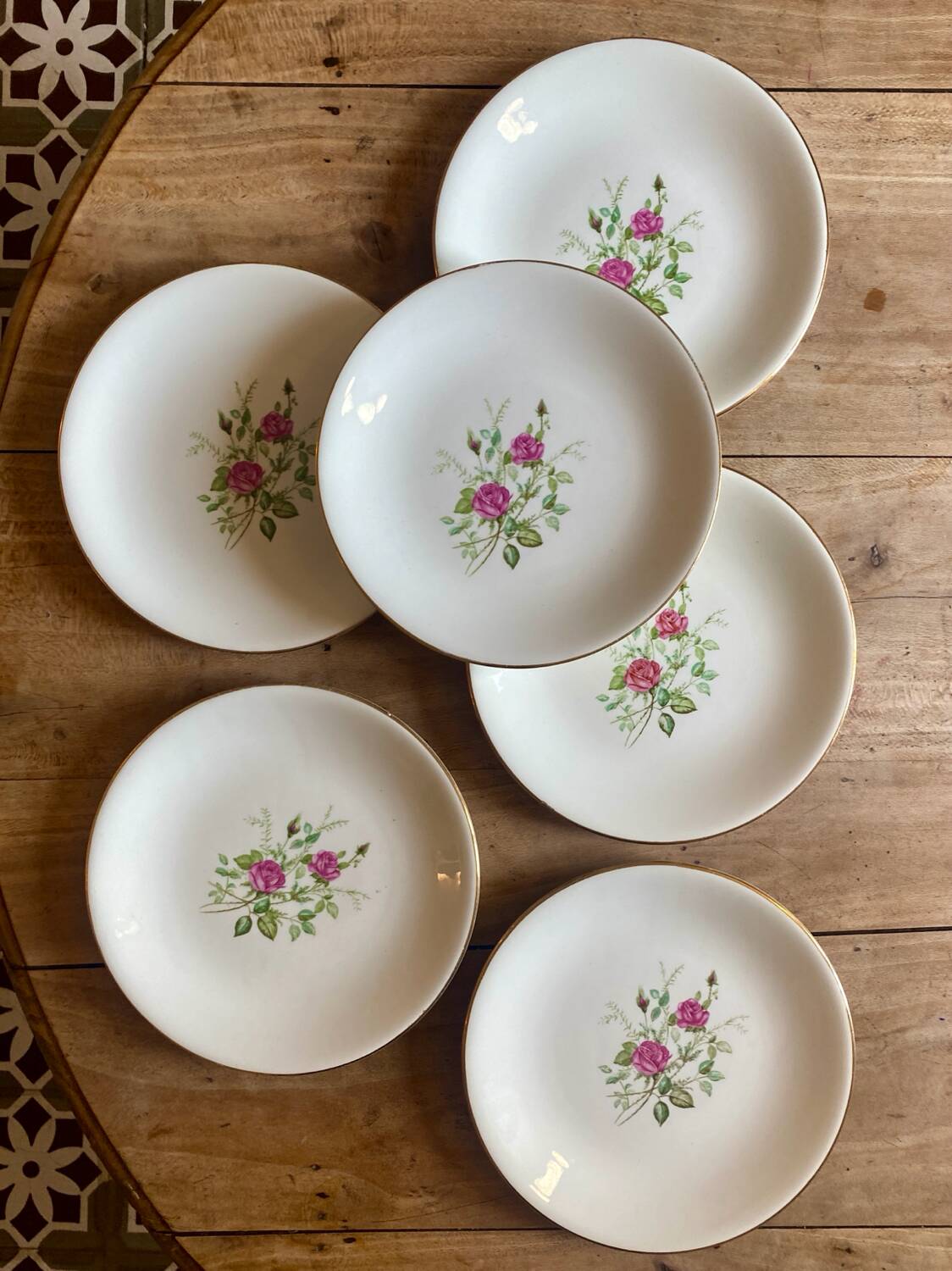 Set of 6 vintage soup plates - Pompadour model by Gien