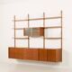 Preben Sorensen PS System three bay teak wall unit, Randers, Denmark 1960s