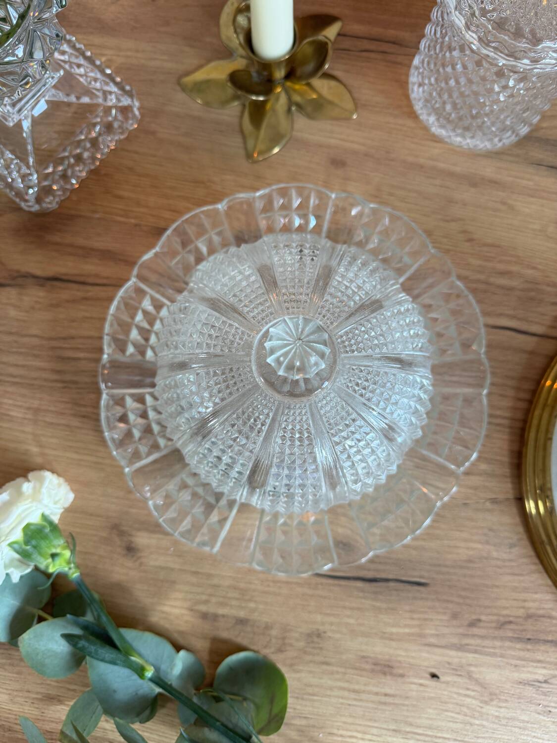 Vintage glass cloche and plate