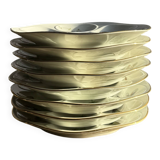 Set of 8 oyster plates or compartment plates, aquatic model Lourioux Fo.