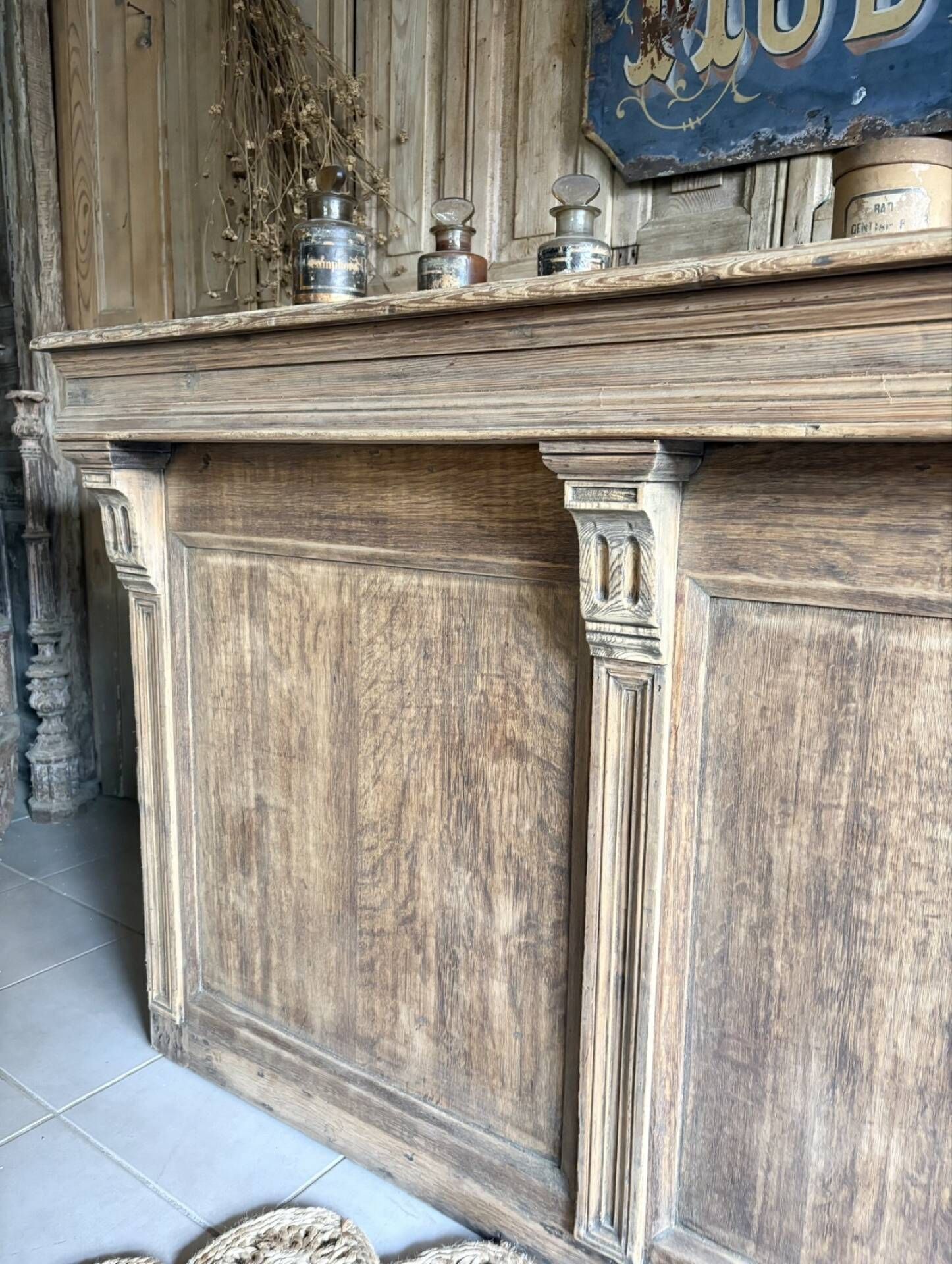 Magnificent Antique Oak Trade Counter with Numerous Drawers