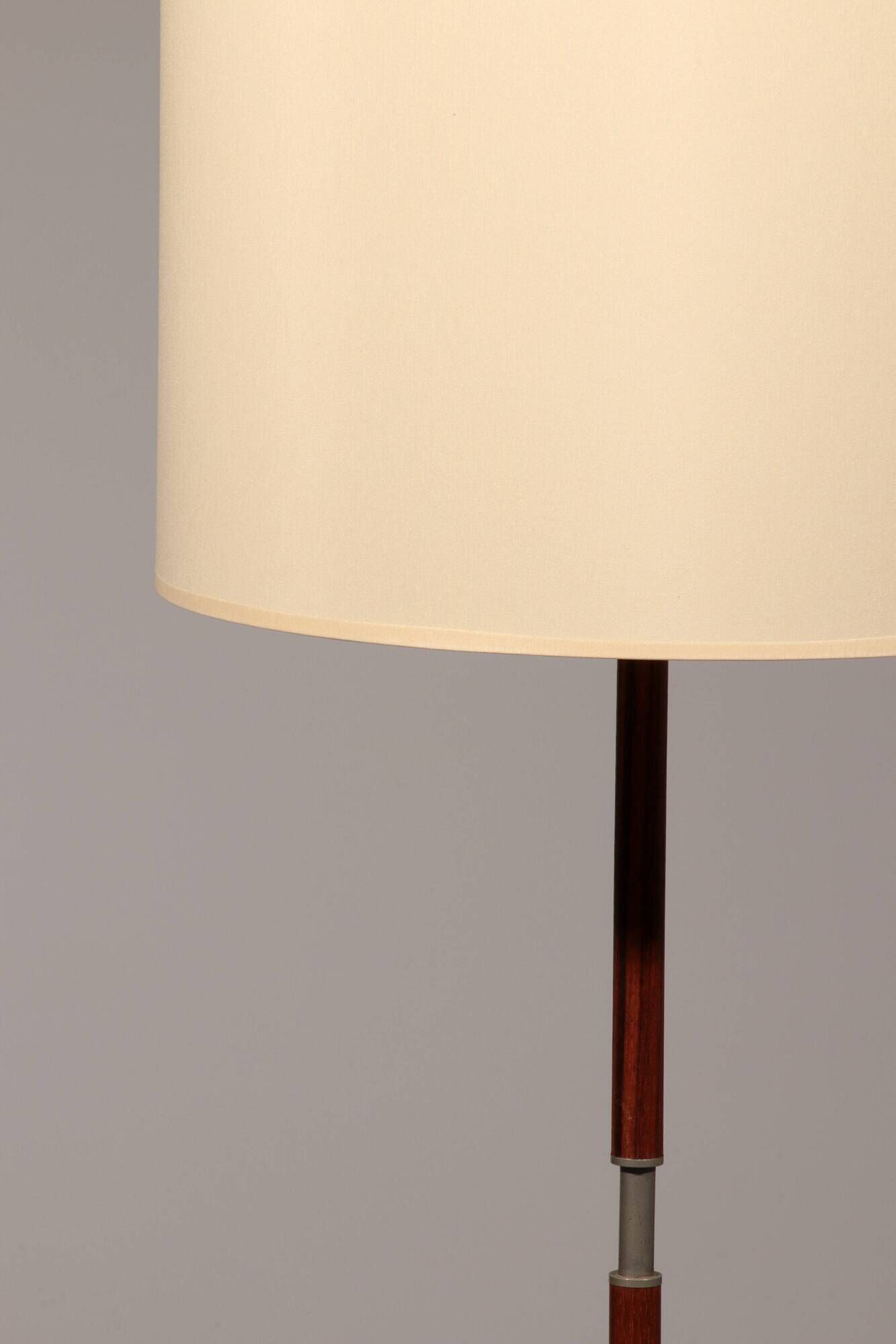 Temde teak and metal floor lamp with a new custom lampshade – 1960s elegance